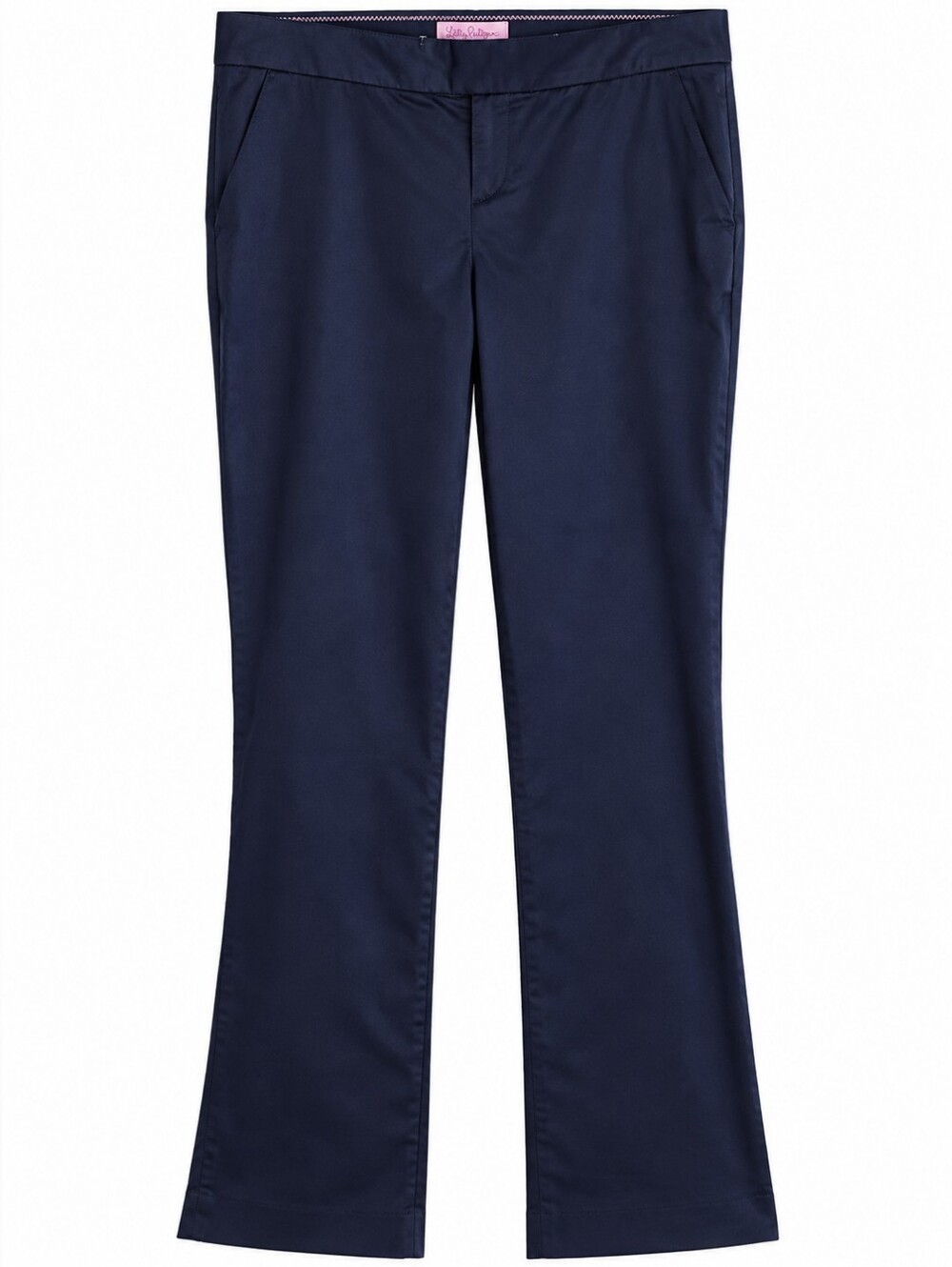 Lilly Pulitzer Womens Sz 10 Navy Blue Stretch Cotton Trouser Pants Side Slit Hem